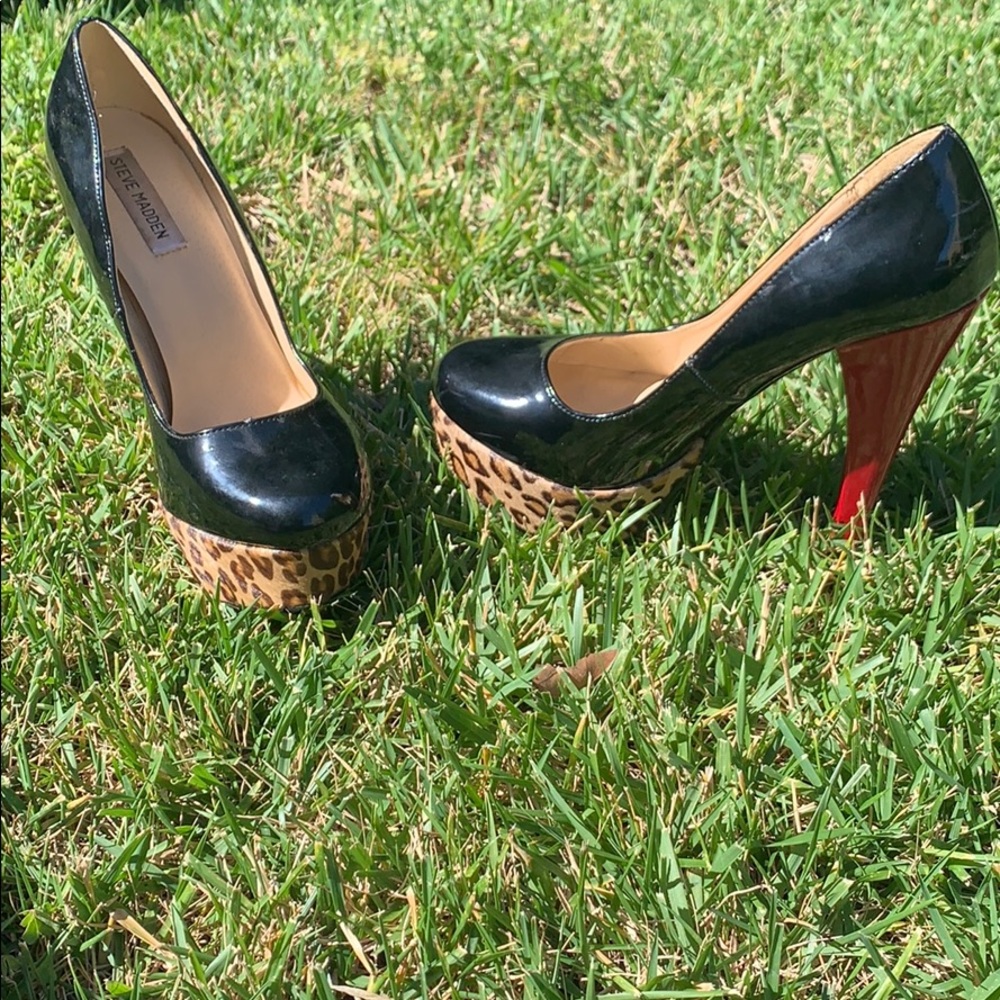 Steve Madden Pleather Leopard & Red Heels